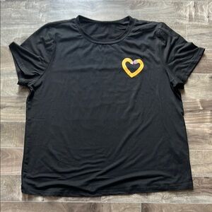 Black T-Shirt with Heart Patch